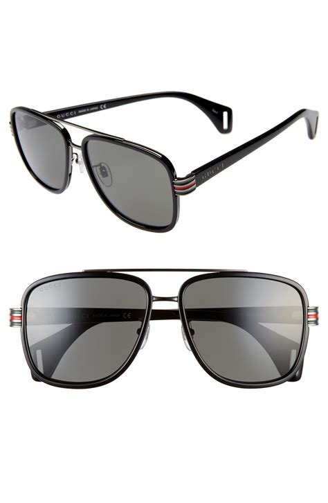 gucci oversize aviator sunglasses|gucci 58mm square aviator sunglasses.